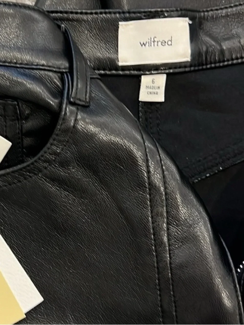 WILFRED Melina High-Rise Faux Leather Straight-Leg Pants in Black Size 6 — NWT!